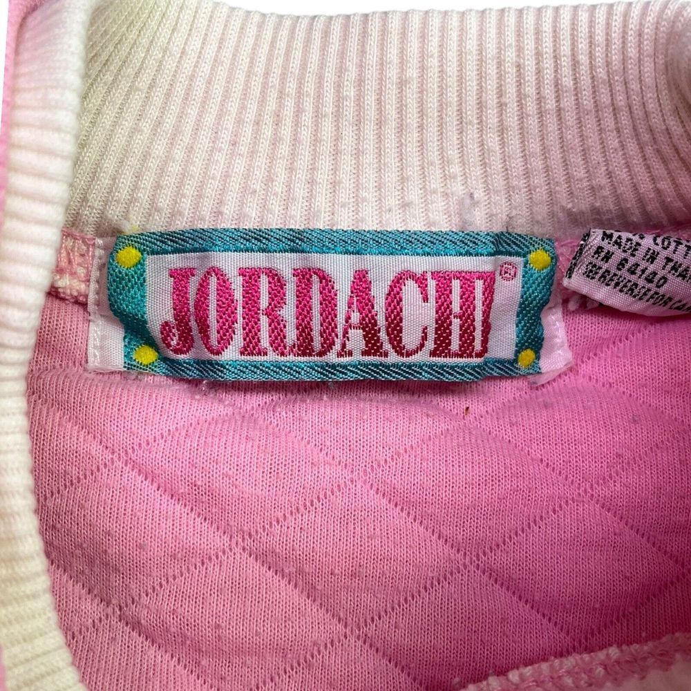 Vintage Jordache Girls Quilted Sweatshirt Pullover Pink Embroidered Medium 10 12 - Picture 2 of 7